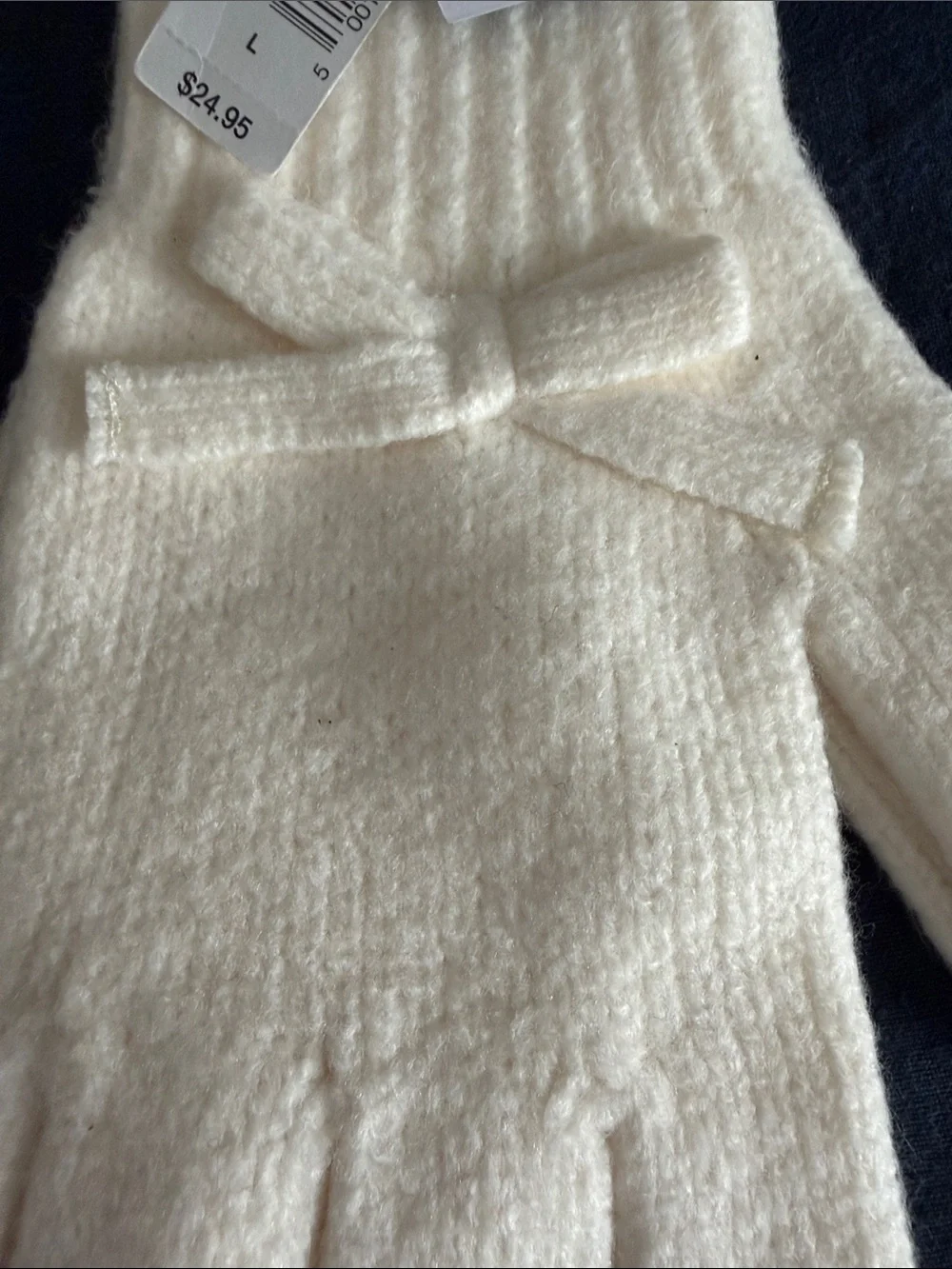 GAP CashSoft Cream Kids Knit Tech Gloves and Bow Print Tights